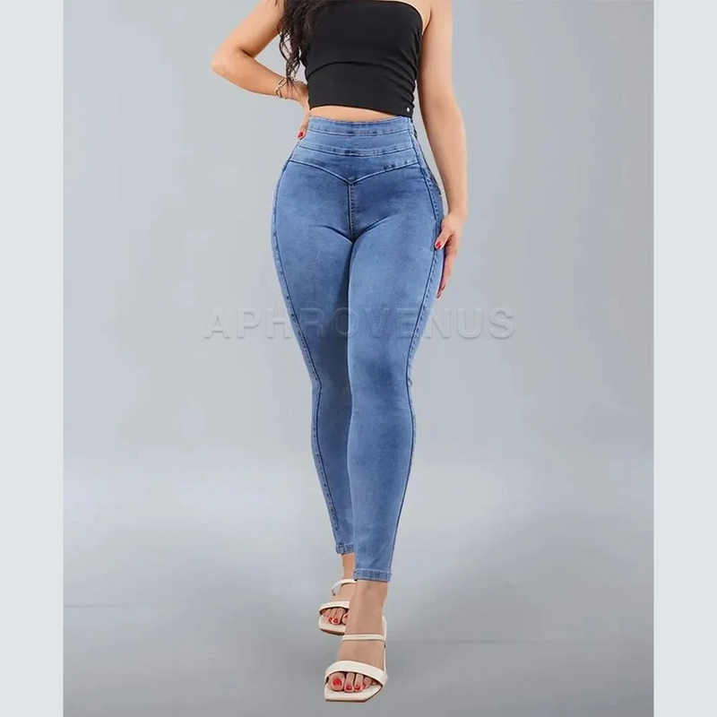 Dámske módne tenké nohavice s elastickými nohavicami, voľnočasové nohavice, legíny s vysokým pásom, úzke džínsy s výstuhom na zadok, dámske oblečenie