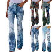 2023 Vintage mikro rozšírené nohavice džínsy Y2k ženy módne kvetinové potlačené džínsové nohavice Pantalones ležérne nohavice džínsy женские