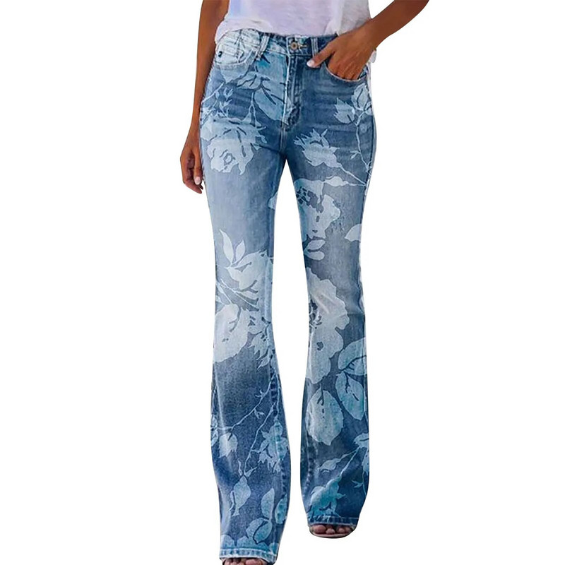 2023 Vintage mikro rozšírené nohavice džínsy Y2k ženy módne kvetinové potlačené džínsové nohavice Pantalones ležérne nohavice džínsy женские