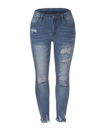 Γυναικεία τζιν 2024 Ανοιξιάτικη Μόδα με φερμουάρ Fly Cutout σκισμένο ακατέργαστο στρίφωμα Casual απλό σχέδιο τσέπης Skinny Daily Jeans Y2K Streetwear