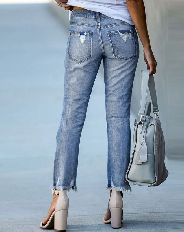 Blugi de damă 2024 Moda de primăvară Fermoar Decupaj cu muscă ruptă tiv brut Casual Design simplu de buzunar Blugi de zi cu zi skinny Y2K Imbracaminte de stradă