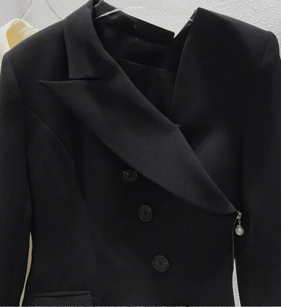 Dámske saká, jar, jeseň, nová móda, štýl Hepburn, bočný zips, jedinečný ležérny oblekový kabát, francúzsky štýl