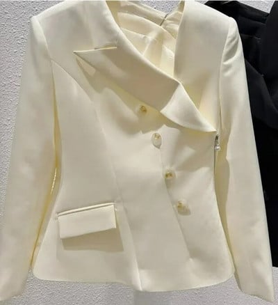 Dámske saká, jar, jeseň, nová móda, štýl Hepburn, bočný zips, jedinečný ležérny oblekový kabát, francúzsky štýl