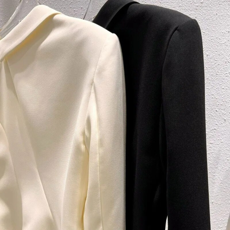 Dámske saká, jar, jeseň, nová móda, štýl Hepburn, bočný zips, jedinečný ležérny oblekový kabát, francúzsky štýl