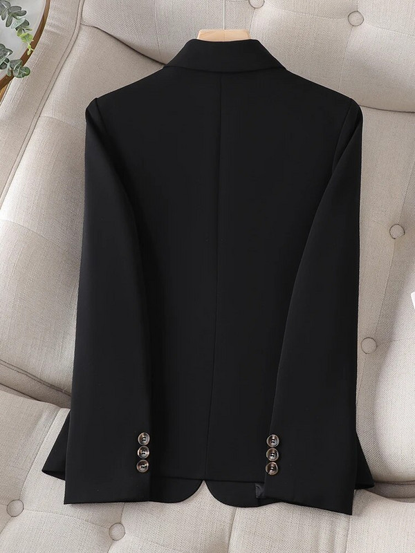 Blazer cu mâneci lungi de birou pentru femei, negru, albastru, alb, pentru femei, îmbrăcăminte de lucru, jachetă formală subțire, pentru toamnă iarnă