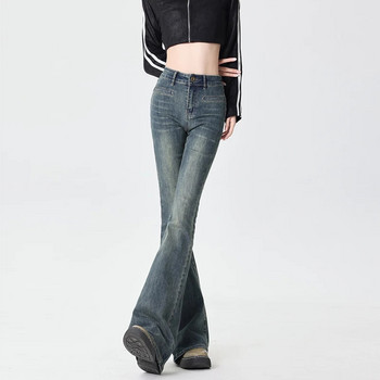 Flare Jeans Γυναικεία Skinny Ψηλόμεση Αισθητική Y2k Ρούχα Τζιν παντελόνι Vintage Washed Retro σφουγγάρισμα Κορεατικής μόδας Street New