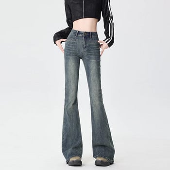 Flare Jeans Γυναικεία Skinny Ψηλόμεση Αισθητική Y2k Ρούχα Τζιν παντελόνι Vintage Washed Retro σφουγγάρισμα Κορεατικής μόδας Street New