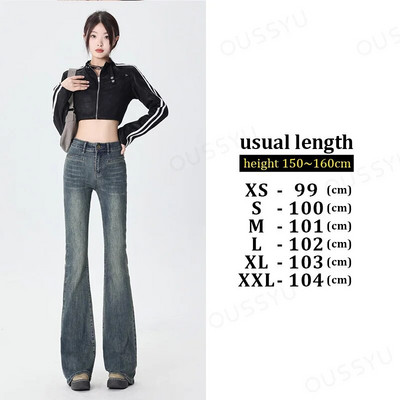Blugi flare femei skinny talie înaltă estetică Y2k haine pantaloni din denim vintage spălat retro mopping moda coreeană stradă nou