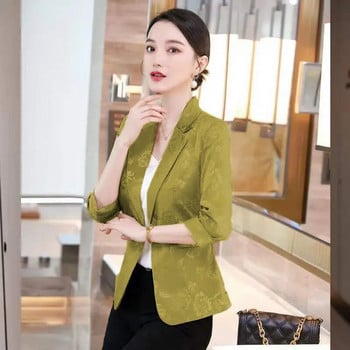 Μονόχρωμη οδοντωτή λεπτή νέα μόδα μακρυμάνικο σακάκι για άνοιξη καλοκαιρινές τσέπες Γυναικεία επαγγελματικά γυναικεία ρούχα 2023