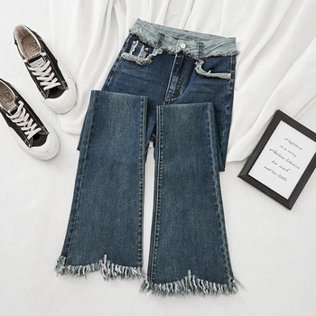 Κορεάτικη μόδα Tassel Slim Flare τζιν Γυναικεία ρούχα casual ψηλόμεσο στενό τζιν παντελόνι Vintage Stretch ίσιο παντελόνι 2024