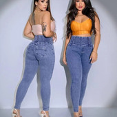 Dámske zimné džínsy s vysokým pásom, úzke nohavice, elastické džínsy s pásom, ležérne oblečenie, džínsy pre ženy, módne nohavice, streetwear