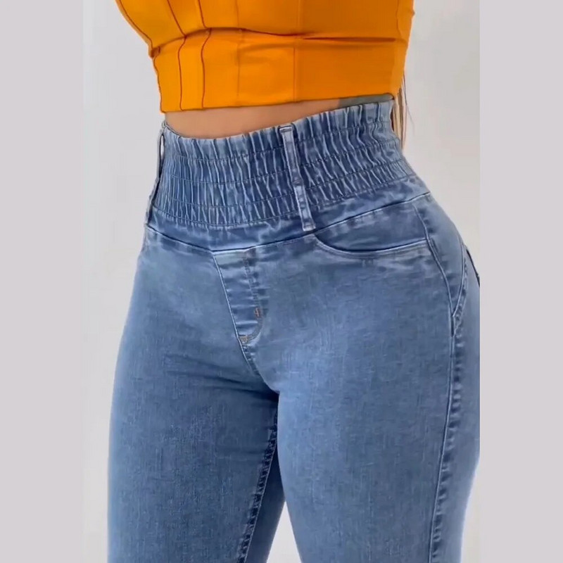 Dámske zimné džínsy s vysokým pásom, úzke nohavice, elastické džínsy s pásom, ležérne oblečenie, džínsy pre ženy, módne nohavice, streetwear