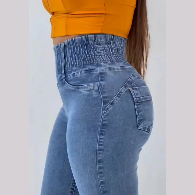 Dámske zimné džínsy s vysokým pásom, úzke nohavice, elastické džínsy s pásom, ležérne oblečenie, džínsy pre ženy, módne nohavice, streetwear