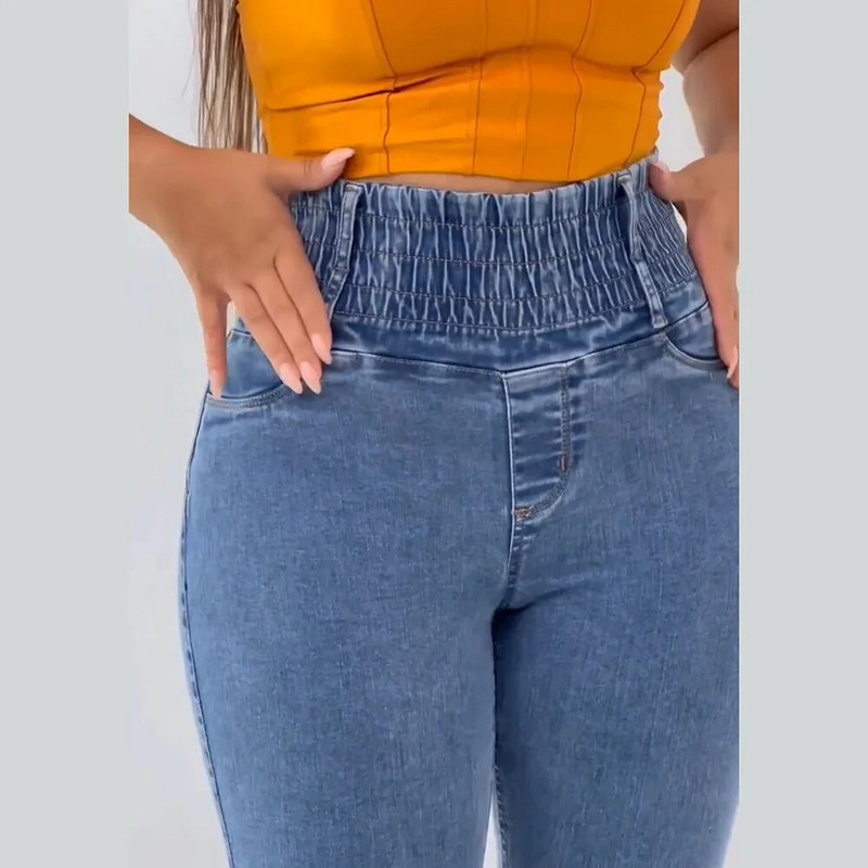 Dámske zimné džínsy s vysokým pásom, úzke nohavice, elastické džínsy s pásom, ležérne oblečenie, džínsy pre ženy, módne nohavice, streetwear