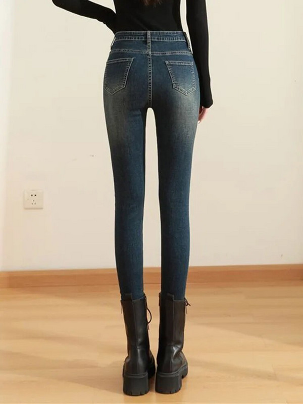 Dámske úzke džínsy s vysokým pásom, jar/jeseň, kórejské, strečové džínsy, nadrozmerné 4xl, dĺžka po členky, kotné džínsy