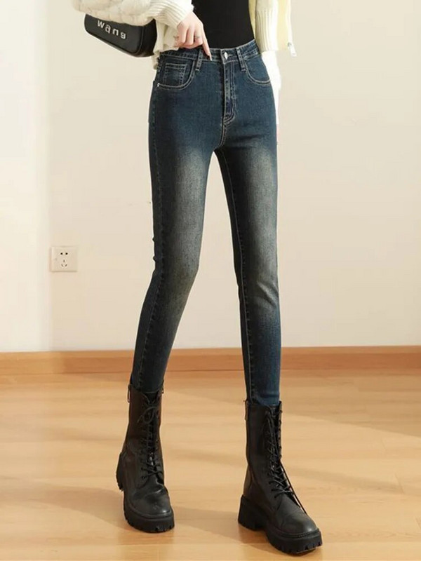 Dámske úzke džínsy s vysokým pásom, jar/jeseň, kórejské, strečové džínsy, nadrozmerné 4xl, dĺžka po členky, kotné džínsy