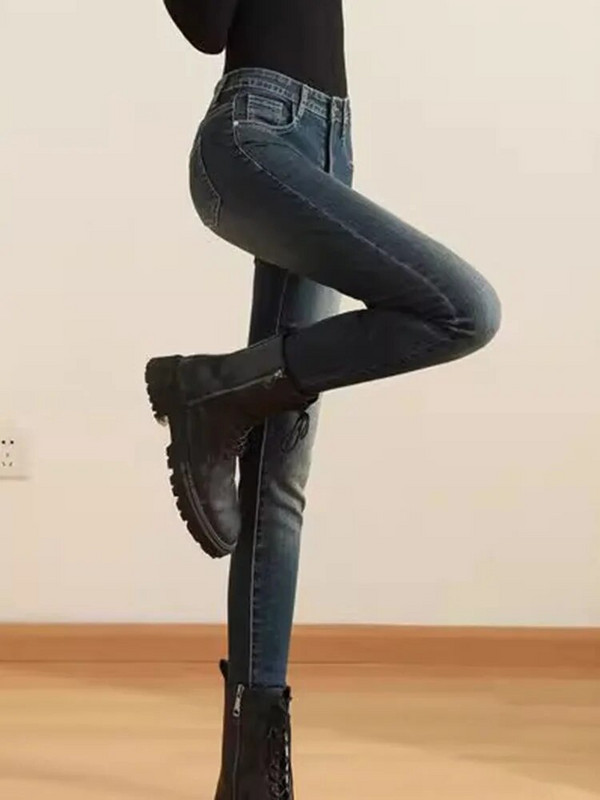 Dámske úzke džínsy s vysokým pásom, jar/jeseň, kórejské, strečové džínsy, nadrozmerné 4xl, dĺžka po členky, kotné džínsy