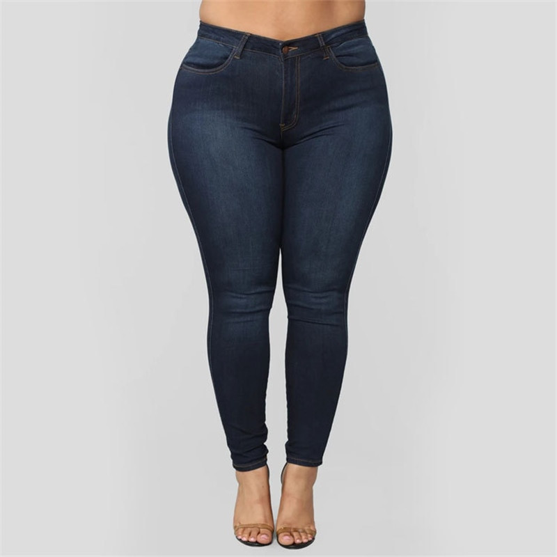 Reducere fierbinte blugi de talie mare pentru femei Blugi skinny cu talie înaltă Pantaloni casual creion din denim XL-5XL livrare picătură