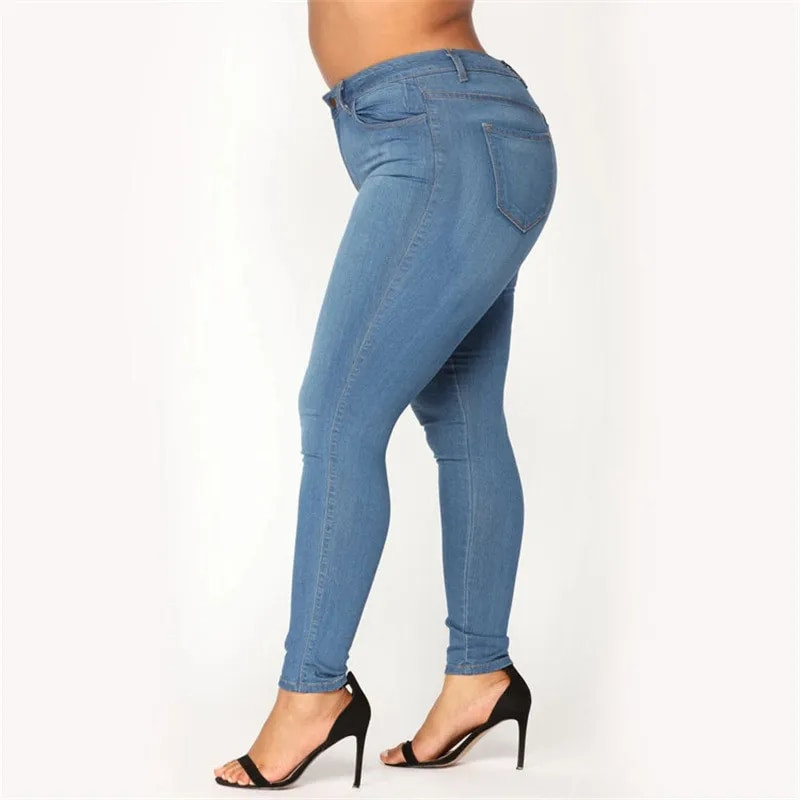 Reducere fierbinte blugi de talie mare pentru femei Blugi skinny cu talie înaltă Pantaloni casual creion din denim XL-5XL livrare picătură
