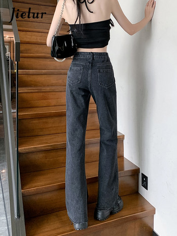 Jielur Vintage Wide Leg Jeans Γυναικεία Ανοιξιάτικη Μόδα Loose Slim Flare τζιν για γυναίκες Καθαρό χρώμα High Street Lady Παντελόνι S-XL