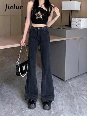 Jielur Vintage Wide Leg Jeans Γυναικεία Ανοιξιάτικη Μόδα Loose Slim Flare τζιν για γυναίκες Καθαρό χρώμα High Street Lady Παντελόνι S-XL