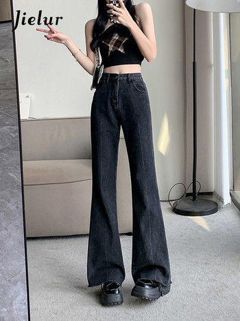 Jielur Vintage Wide Leg Jeans Γυναικεία Ανοιξιάτικη Μόδα Loose Slim Flare τζιν για γυναίκες Καθαρό χρώμα High Street Lady Παντελόνι S-XL