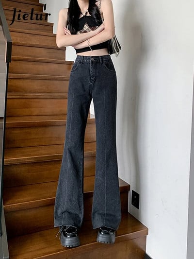 Jielur Blugi vintage cu picioare largi Femei Moda de primăvară Blugi largi subțiri evazați pentru femei Pantaloni de damă de culoare pură S-XL