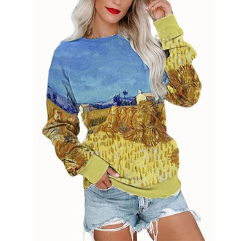 Φούτερ με ελαιογραφία Van Gogh Φούτερ Starry Sky Night 3D Print Hoodies Γυναικείες πουλόβερ με κουκούλα στο δρόμο Y2k Γυναικεία ρούχα με κουκούλα