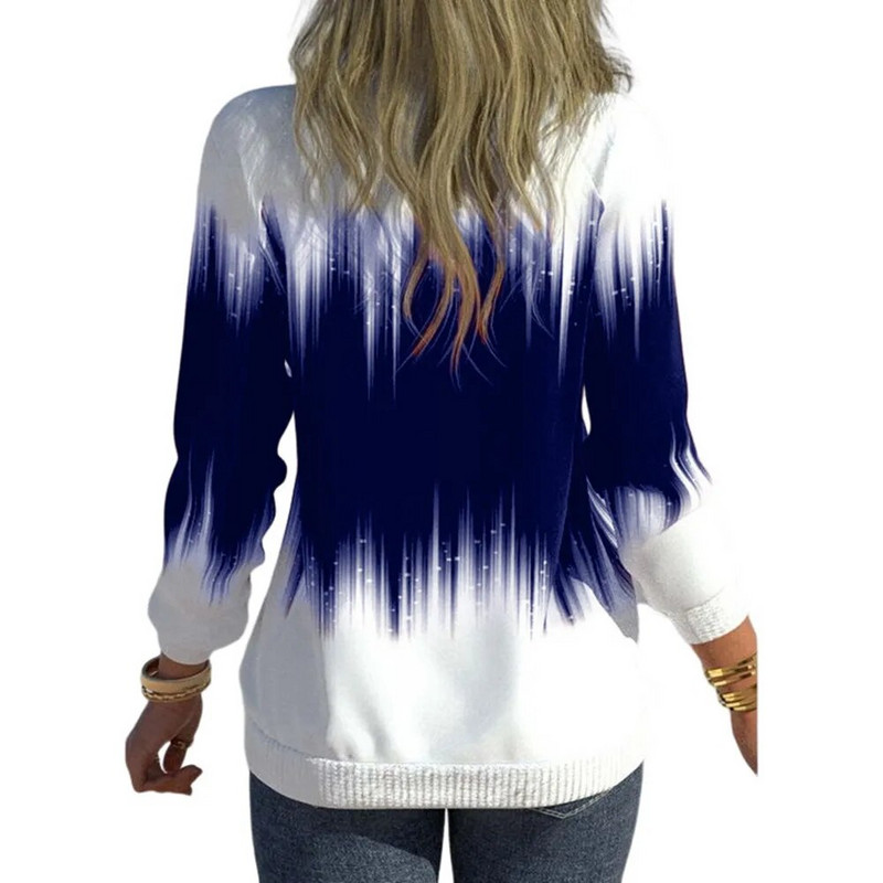 Dámsky sveter s dlhým rukávom a golierom s prechodovou farbou, zipsom a polovičným vysokým golierom, jeseň a zima 2023