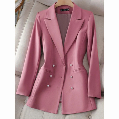 Čierne dvojradové dámske sako, kancelárske, obchodné, dámske sako, 2023, jeseň/zima, nové dámske ležérne sako, vrchné oblečenie