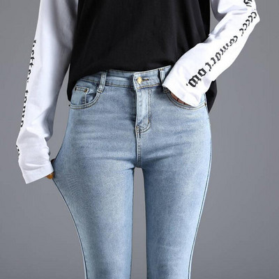 Pantaloni de blugi de epocă pentru femei, subțiri, la modă, cu talie înaltă, picioare, strâmți, blugi pentru adolescenți, elasticitate, simpli, clasici, pantaloni creion