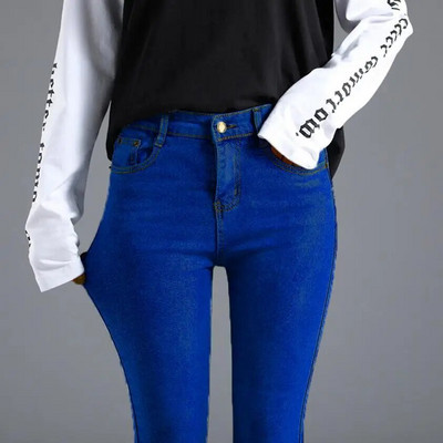 Pantaloni de blugi de epocă pentru femei, subțiri, la modă, cu talie înaltă, picioare, strâmți, blugi pentru adolescenți, elasticitate, simpli, clasici, pantaloni creion