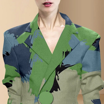 Ανοιξιάτικο κοστούμι γυναικείο σακάκι με λουλουδάτο στάμπα με μακρυμάνικο λεπτή μέση με μονό κουμπί Vintage κομψό μπλέιζερ Γυναικεία ρούχα