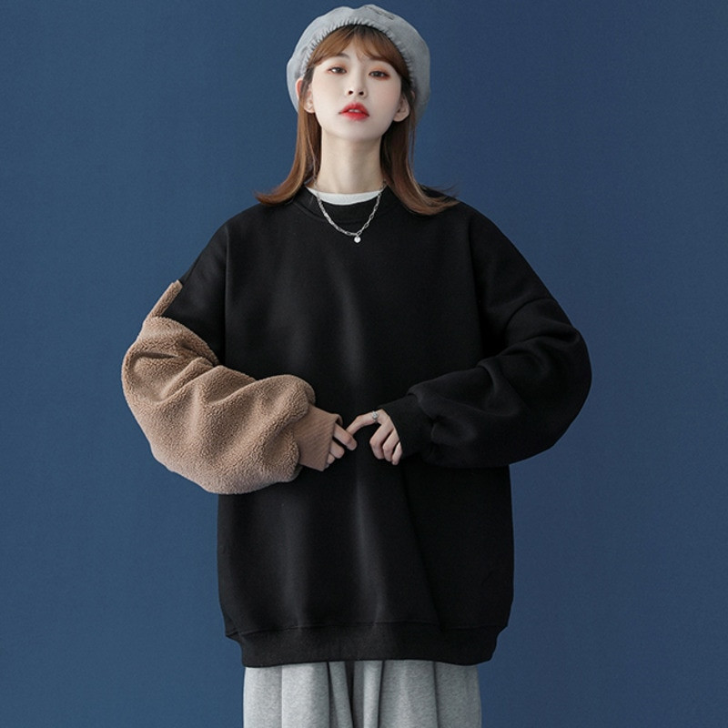 Hanorace Harajuku Kawaii pentru femei, broderie cu urs, fleece, cu mâneci cu umăr căzut, hanorace, pentru prieteni, pulovere asortate