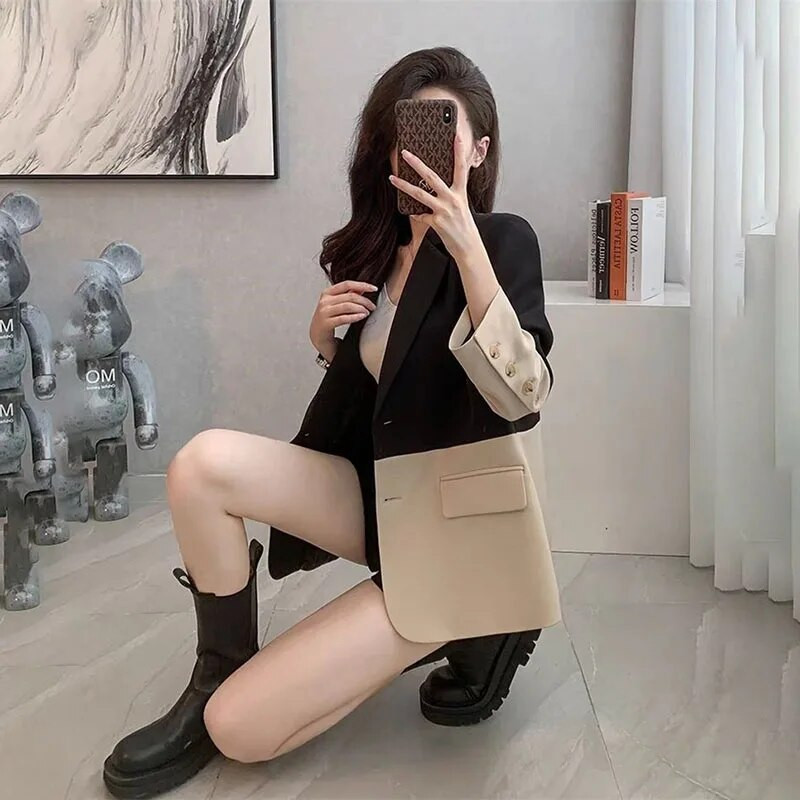 2024 Šitie kockované sako Dámske jarné jesenné kabáty Vrchné oblečenie Nové topy Módne voľné sako Vintage hnedé bundy Dámske