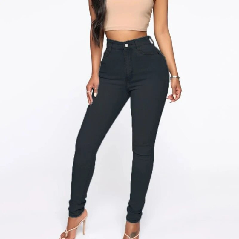 Dámske džínsy s vysokým pásom a výstužou bokov v broskyňovej farbe