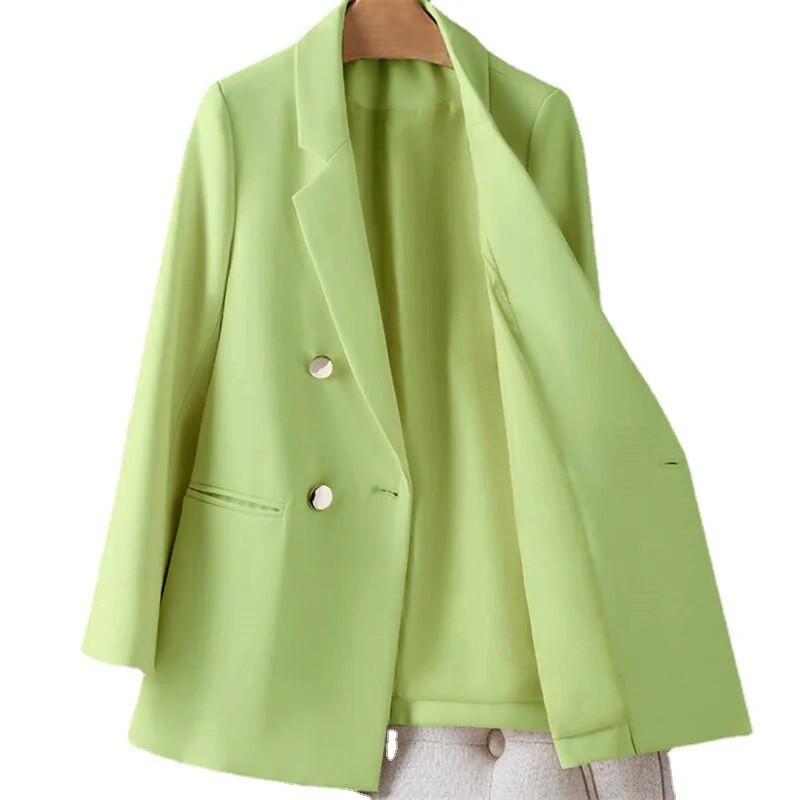 Jarná nová kórejská móda malý oblek top hnedý oblek kabát dámske voľné rovné trubice temperament sako kancelárske pracovné sako