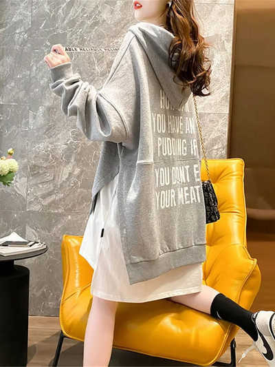 Μαύρο γράμμα εκτύπωσης Hoodie Harajuk Γυναικείο μπλουζάκι μπλουζάκι Κορίτσι Ulzzang Loose Leisure Chic High Street Gothic Φούτερ Femme