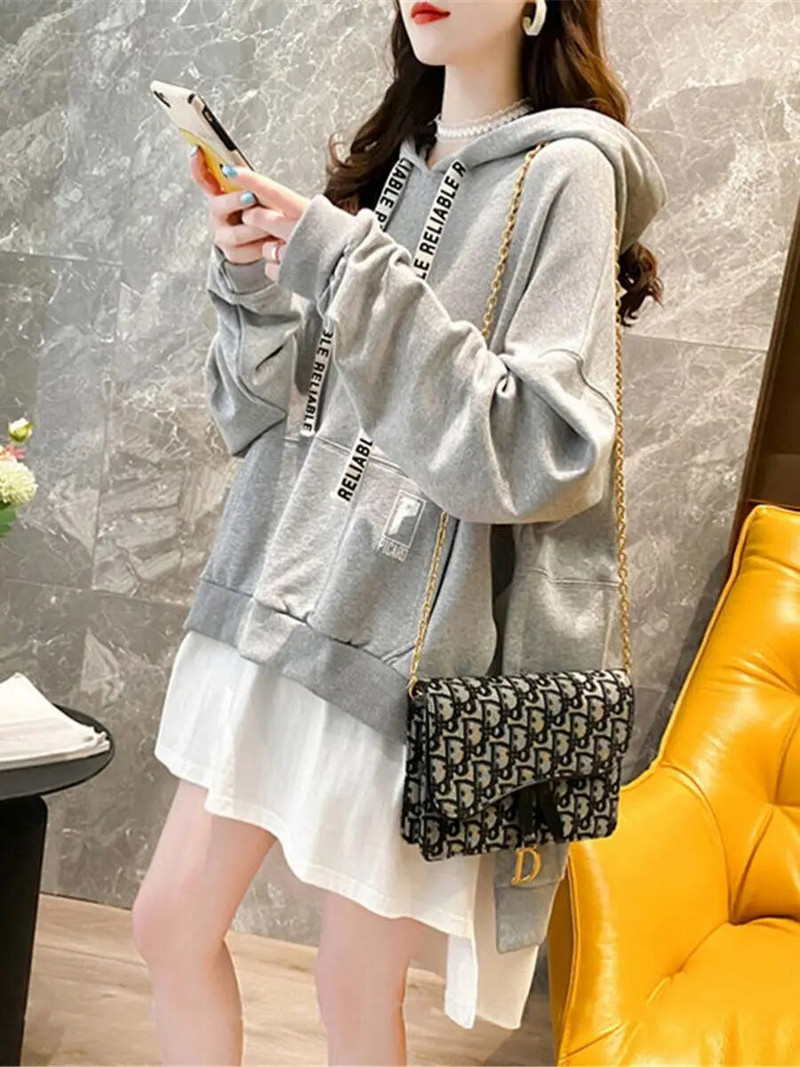 Μαύρο γράμμα εκτύπωσης Hoodie Harajuk Γυναικείο μπλουζάκι μπλουζάκι Κορίτσι Ulzzang Loose Leisure Chic High Street Gothic Φούτερ Femme