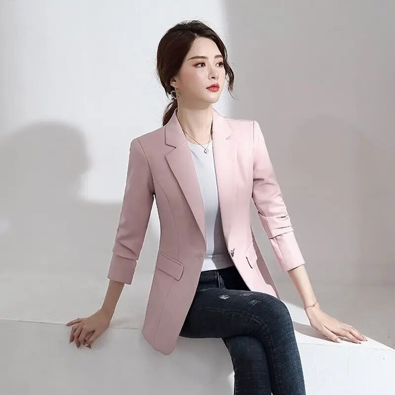 Îmbrăcăminte pentru femei Culoare uni Birou Moda Damă Casual Primăvară Vară Subțire Subțire Buzunare crestate Buton Intelectual Formal