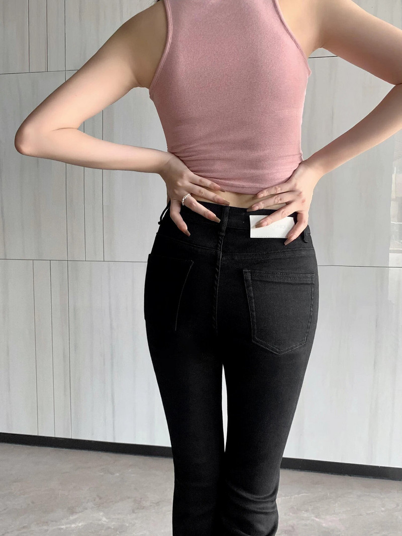 STREET WEAR KOREAN JEANS TRAPERICE ZA ŽENE CRNE HLAČE SLIM FIT S RAZDJELOM Y2K ŽENSKE NOVE TRAPERICE - FORGUNROSES