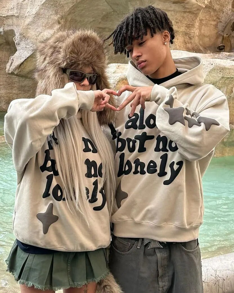 Topuri Y2k Haine Homie Hanorace Femei Streetwear Goth Harajuku Harajuku Foaming Letter Puff Print Hoodie Iubitorii Hanorac