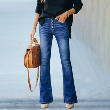 Γυναικείο Flare Jeans Button Fly Fashion Vintage Stretch Casual Γυναικείο τζιν παντελόνι Jean Femme ψηλόμεσο ολόσωμο λεπτό τζιν