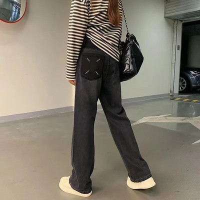 Blugi de damă Y2k Blugi albaștri ocazional pentru femeie, îmbrăcăminte de stradă cu talie înaltă, pantaloni largi, drepți, pantaloni de denim la modă coreeană.