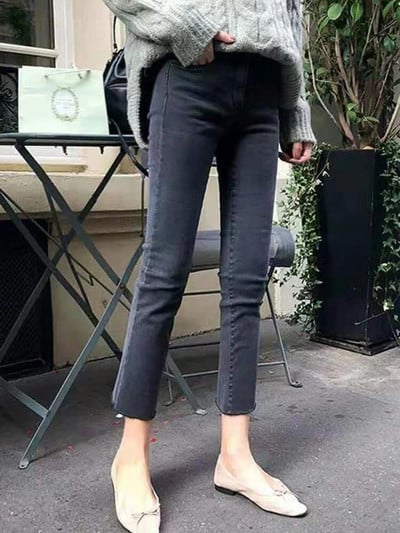 Dámske džínsy, streetwear, chlapčenské rovné, úzke, po členky, dámske džínsové nohavice, strečové nohavice, kórejská móda, y2k džínsy