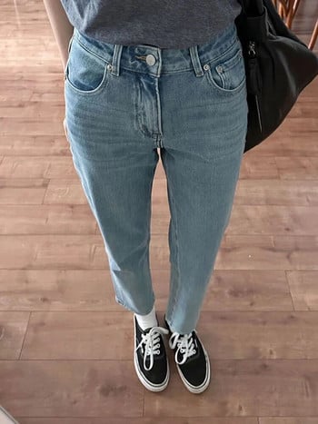 Γυναικεία Relaxed Fit Straight Leg Jean Boyfriend Denim Pants Cargo Premium Straight Leg Regular Fit Τζιν Y2k Streetwear Κομψό