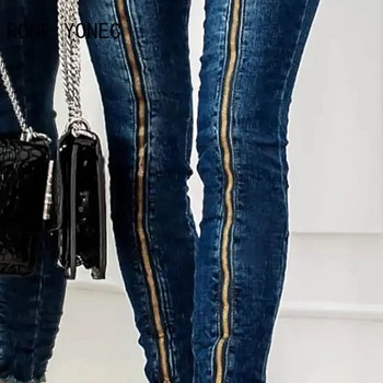 Γυναικεία Κομψή διακόσμηση με φερμουάρ Skinny Jeans Παντελόνι τζιν μέχρι τον αστράγαλο