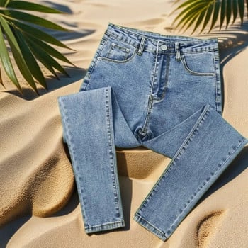 Ψηλόμεσο Skinny Γυναικείο Jean Γυναικείο Μακρύ Jean Παντελόνι Μονόχρωμο Πλυμένο Τζιν Skinny Stretch Γυναικείο Τζιν