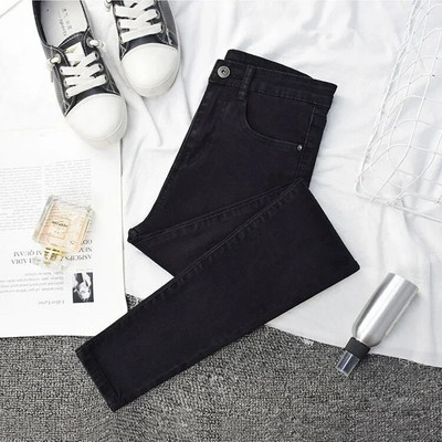 Jean skinny pentru femei cu talie înaltă Pantaloni lungi pentru femei Blugi spălați de culoare uni Skinny Stretch Denim pentru femei