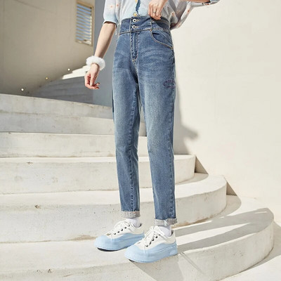 Dámske rifle Semir Jeans Slim-Fit Pencil Nohavice 2022 Skorá jar Nové čierne dlhé nohavice s vysokým pásom